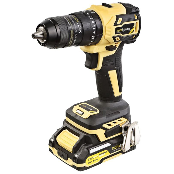 Дрель аккумуляторная ударная Hanskonner HCD2065PRO 1 х 2,0 + 1 х 4,0 Ач в кейсе (HCD2065PRO)