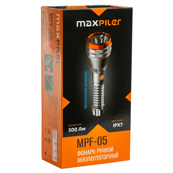 Фонарь ручной аккумуляторный MAXPILER MPF-05 (MPF-05)