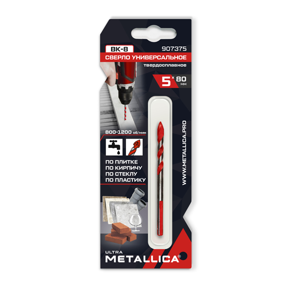 Сверло универсальное METALLICA Ultra 5 x 80 мм (907375)