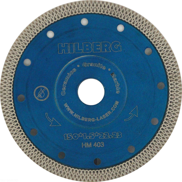 Диск алмазный отрезной HILBERG Hard Materials Х-type X Hole 125 х 22,2 мм ультратонкий сухой керамог (HMX402)