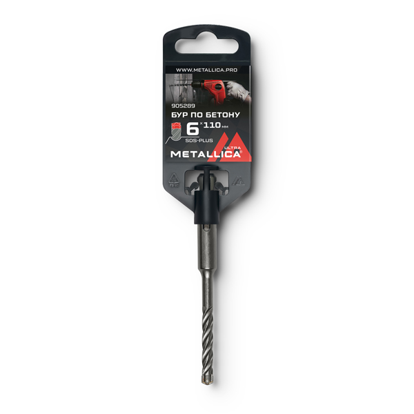 Бур METALLICA Ultra SDS-Plus 6 х 110/50 мм, Х-напайка, 4 спирали (905289)