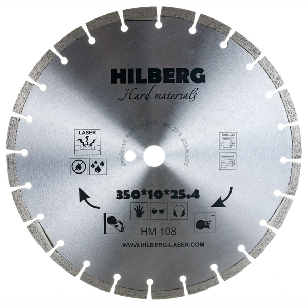 Диск алмазный HILBERG Hard Materials Laser 350 х 25,4/12 мм армированный бетон (HM108)