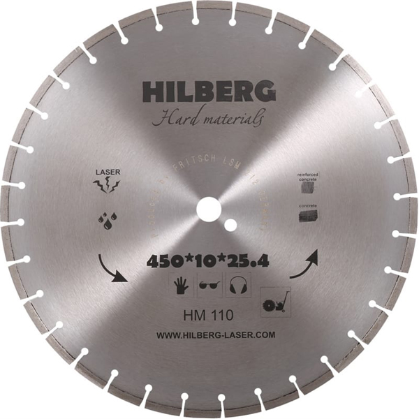 Диск алмазный HILBERG Hard Materials Laser 450 х 25,4/12 мм армированный бетон (HM110)