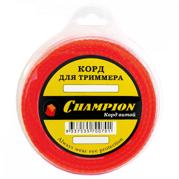 Леска триммерная CHAMPION витой квадрат Twisted Square 3,0 мм 60 м (C7011)