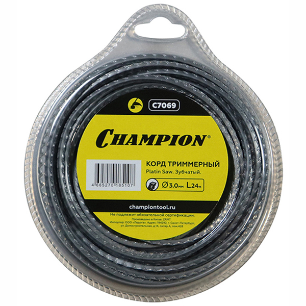 Леска триммерная CHAMPION зубчатая Platin Saw 3,0 мм 24 м (C7069)