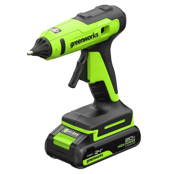 Пистолет аккумуляторный клеевой Greenworks G24GLG 1 х 2,0 Ач (3502207CUA)