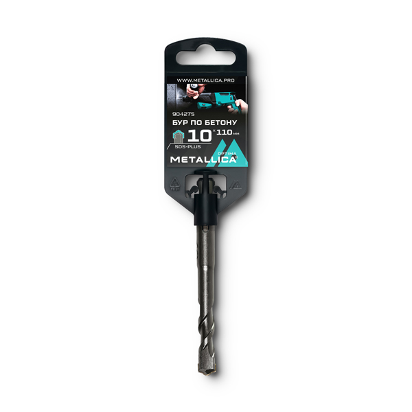 Бур METALLICA Optima SDS-Plus 10 х 110/50 мм, напайка с центром, 2 спирали (904275)