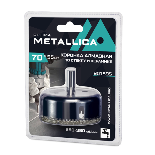 Коронка алмазная по стеклу и керамике METALLICA Optima 70 х 55 мм (901595)