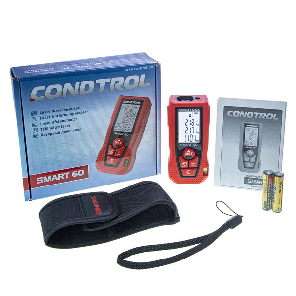 Дальномер лазерный CONDTROL Smart 60 до 60 м, красный луч, 2 x 1,5 В ААА LR03 (1-4-098)