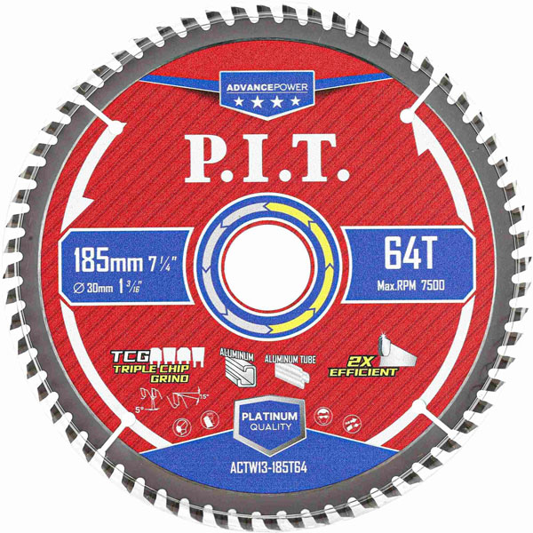 Диск пильный по алюминию P.I.T. ADVANCE 185 х 64T х 30 мм TCG (ACTW13-185T64)