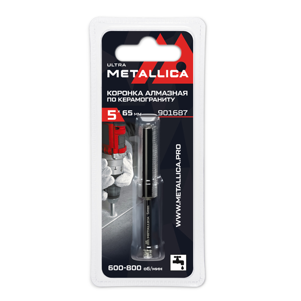 Коронка алмазная по керамограниту METALLICA Ultra 5 х 65 мм (901687)