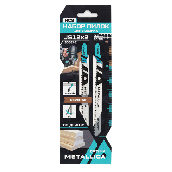Набор пилок для электролобзиков METALLICA Optima №12 по дереву 2 шт (908242)