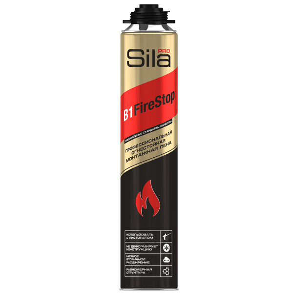Пена монтажная Sila Pro B1 Firestop профессиональная огнестойкая от -5°C до +30°C 750 мл (SPFR45)