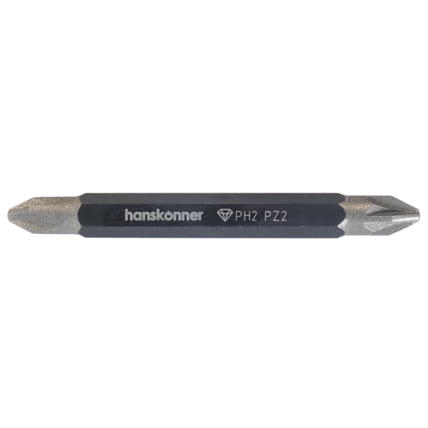 Бита Hanskonner Diamond PH2 х PZ2 х 65 мм двусторонняя (HKPH2PZ2-65D-2)