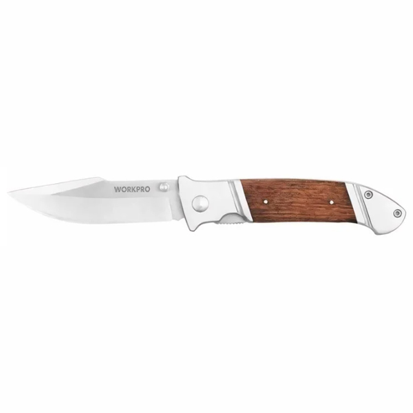 Нож складной с деревянной рукояткой WORKPRO 85/195 мм (WP381001)