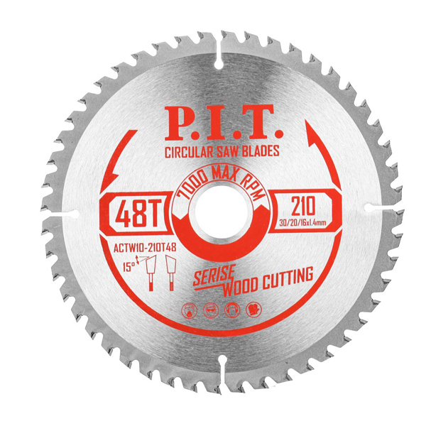 Диск пильный по дереву P.I.T. 210 х 48Т х 30/20/16 мм ATB (ACTW10-210T48)
