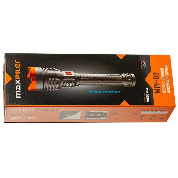Фонарь ручной аккумуляторный MAXPILER MPF-03 (MPF-03)