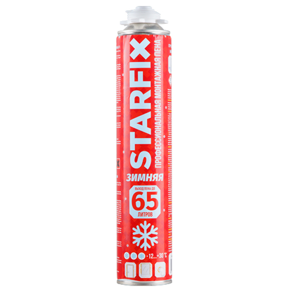 Пена монтажная STARFIX Gunfoam Winter 65 профессиональная зимняя от -12°С до +30°С 850 мл (SM-07837-1)