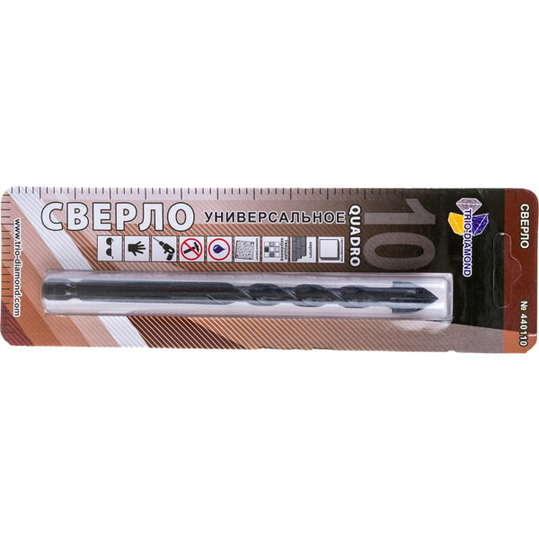 Сверло по керамограниту TRIO-DIAMOND Квадро 10 мм универсальное (440110)