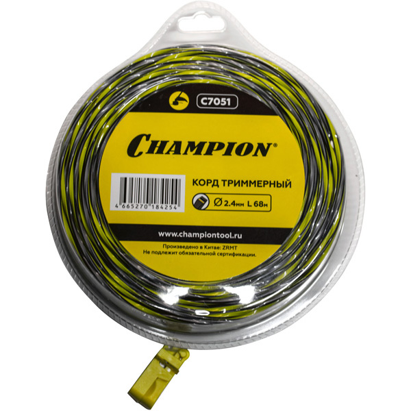 Леска триммерная CHAMPION бесшумная Tornado 2,4 мм 68 м (C7051)