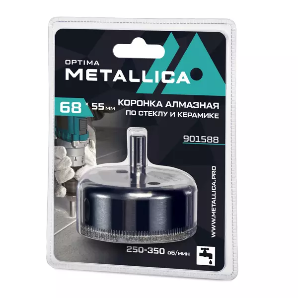 Коронка алмазная по стеклу и керамике METALLICA Optima 68 х 55 мм (901588)