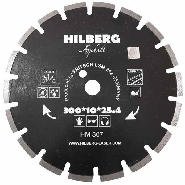 Диск алмазный сегментный HILBERG Asphalt Laser 300 х 25,4 мм асфальт (HM307)
