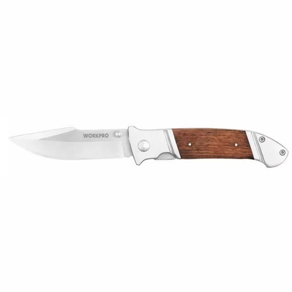 Нож складной с деревянной рукояткой WORKPRO 85/114 мм (WP381012)