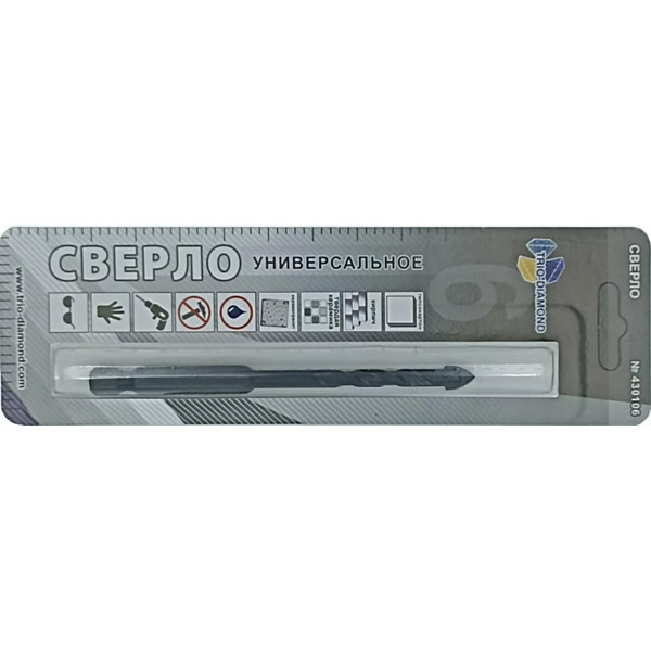 Сверло по керамике и стеклу TRIO-DIAMOND 6 мм универсальное (430106)