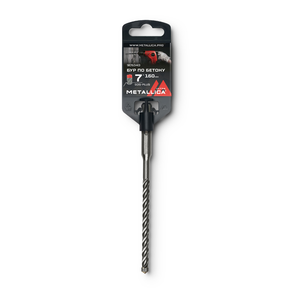 Бур METALLICA Ultra SDS-Plus 7 х 160/100 мм, Х-напайка, 4 спирали (905340)