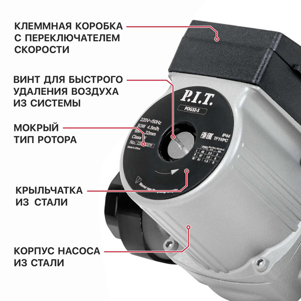Насос циркуляционный P.I.T. POG32-S (POG32-S)