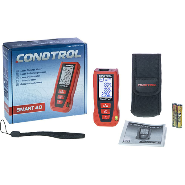 Дальномер лазерный CONDTROL Smart 40 до 40 м, красный луч, 2 x 1,5 В ААА LR03 (1-4-097)