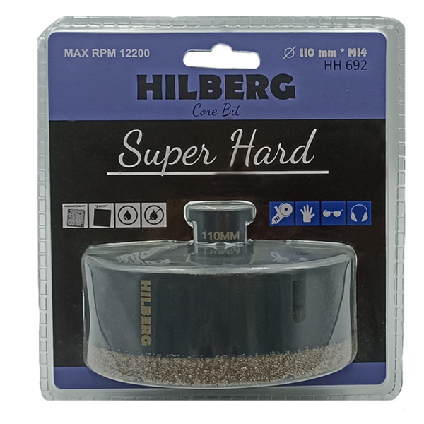 Коронка алмазная по керамограниту HILBERG для сухого сверления М14 110 мм (HH692)