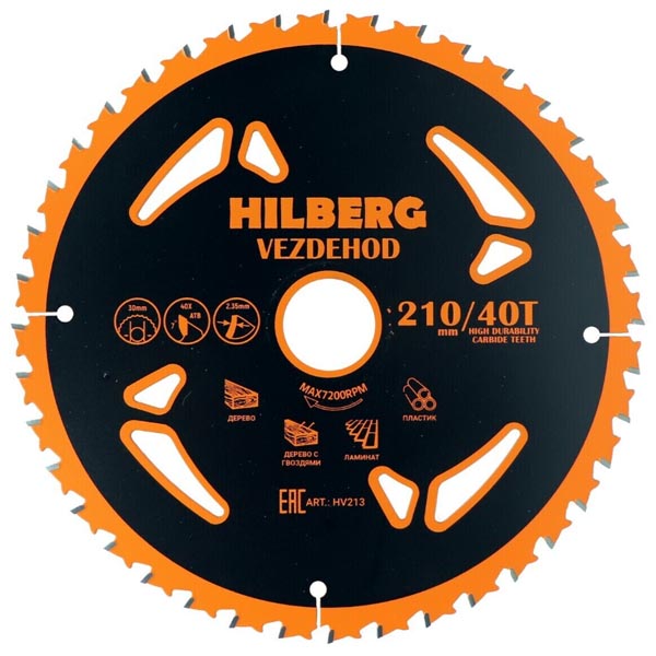 Диск пильный по дереву HILBERG Vezdehod 210 х 40Т х 30 мм (HV213)
