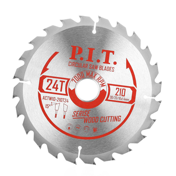 Диск пильный по дереву P.I.T. 210 х 24Т х 30/20/16 мм ATB (ACTW10-210T24)