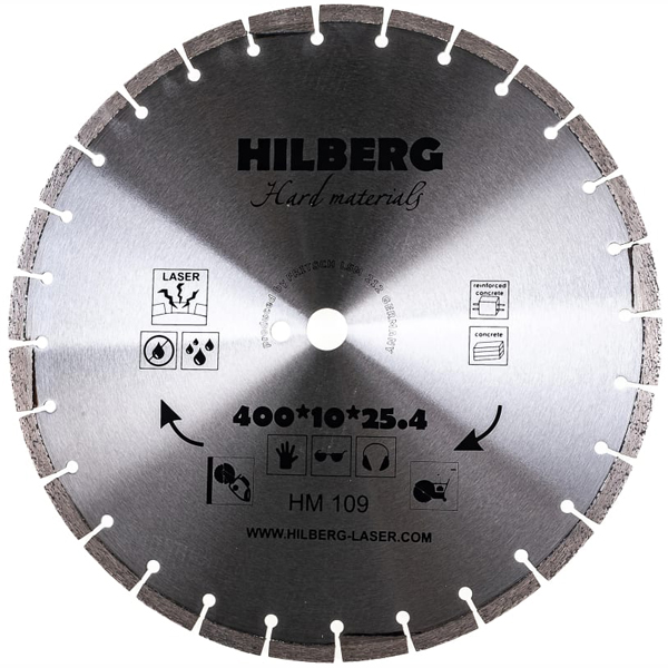 Диск алмазный сегментный HILBERG Hard Materials Laser 400 х 25,4 мм армированный бетон (HM109/32)