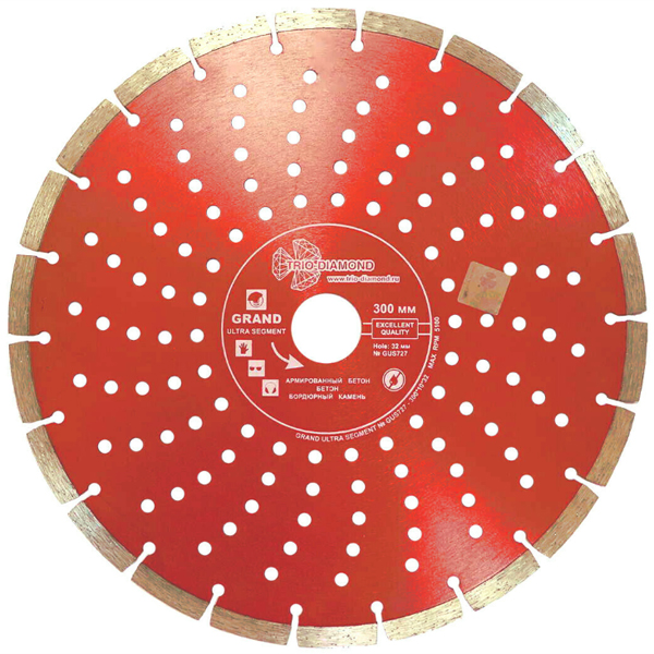 Диск алмазный сегментный TRIO-DIAMOND Grand Ultra Segment 300 х 32 мм армированный бетон (GUS727)