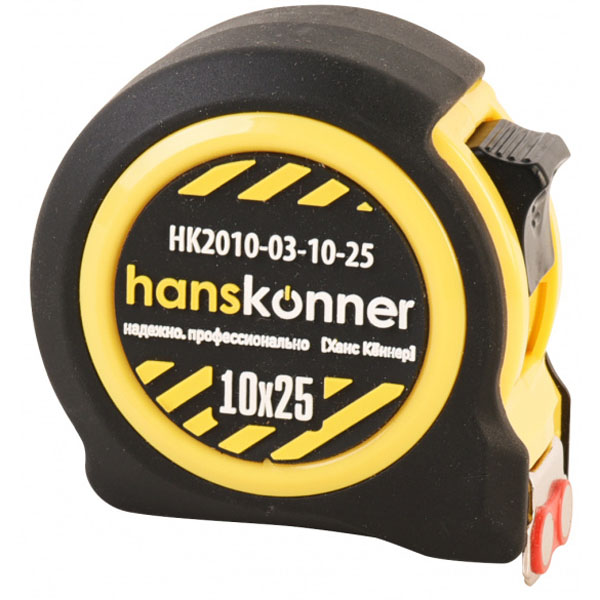 Рулетка Hanskonner CompactFit 10 м х 25 мм магнитная, противоударный обрезиненный корпус (HK2010-03-10-25)