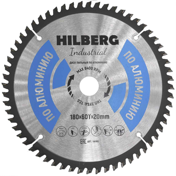 Диск пильный по алюминию HILBERG Industrial 180 х 60Т х 20 мм (HA180)