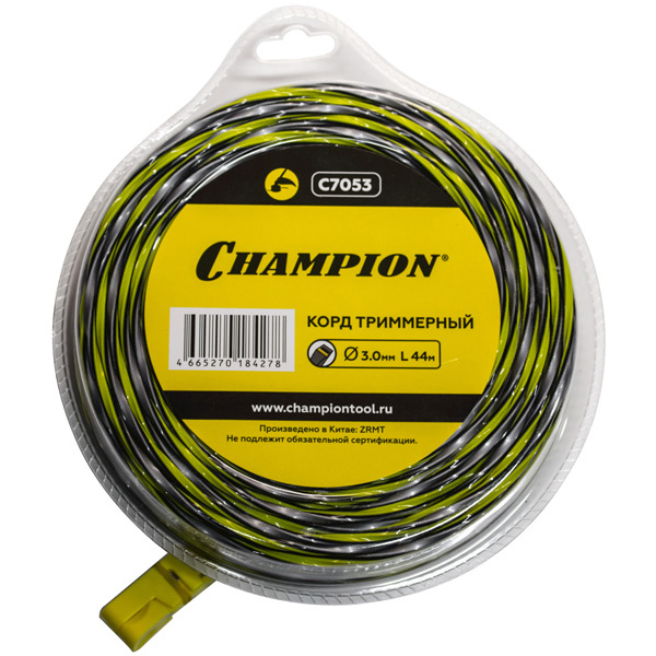 Леска триммерная CHAMPION бесшумная Tornado 3,0 мм 44 м (C7053)
