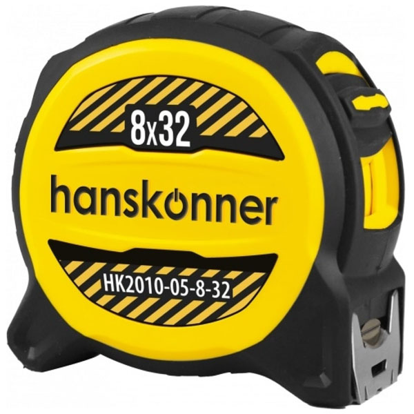 Рулетка Hanskonner MagnetForce3 8 м х 32 мм, магнитная, противоударный обрезиненный корпус (HK2010-05-8-32)