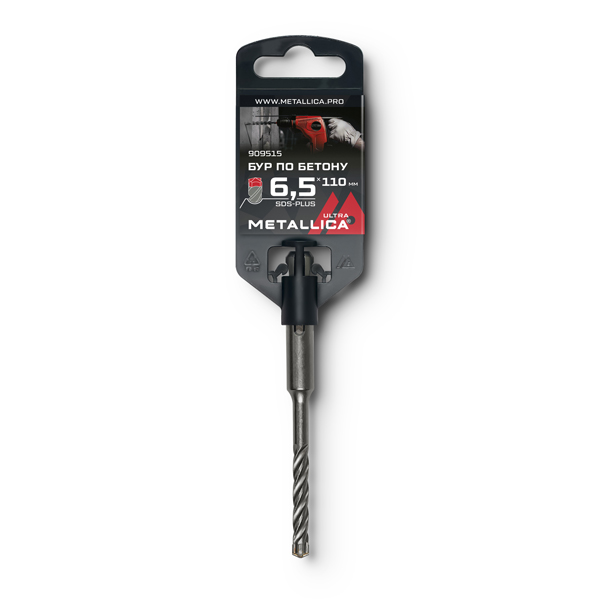 Бур METALLICA Ultra SDS-Plus 6,5 х 110/50 мм, Х-напайка, 4 спирали (909515)
