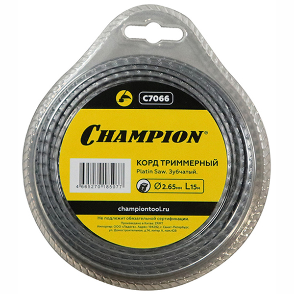 Леска триммерная CHAMPION зубчатая Platin Saw 2,65 мм 15 м (C7066)