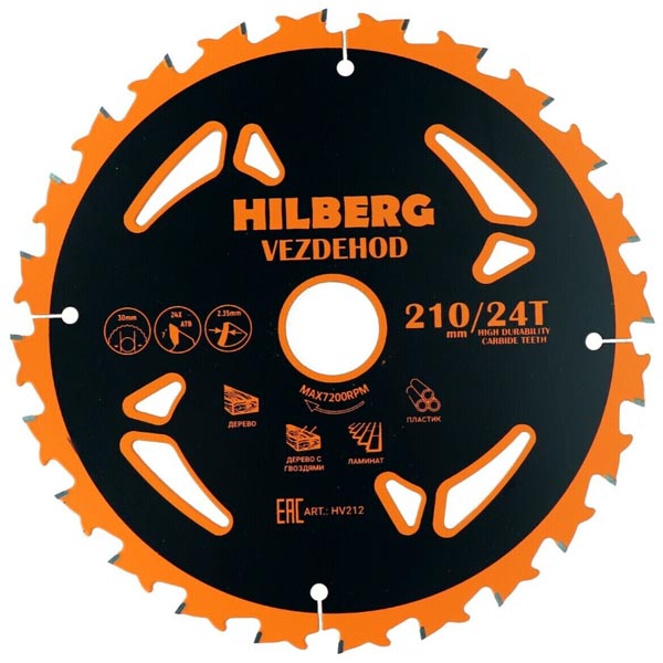 Диск пильный по дереву HILBERG Vezdehod 210 х 24Т х 30 мм (HV212)