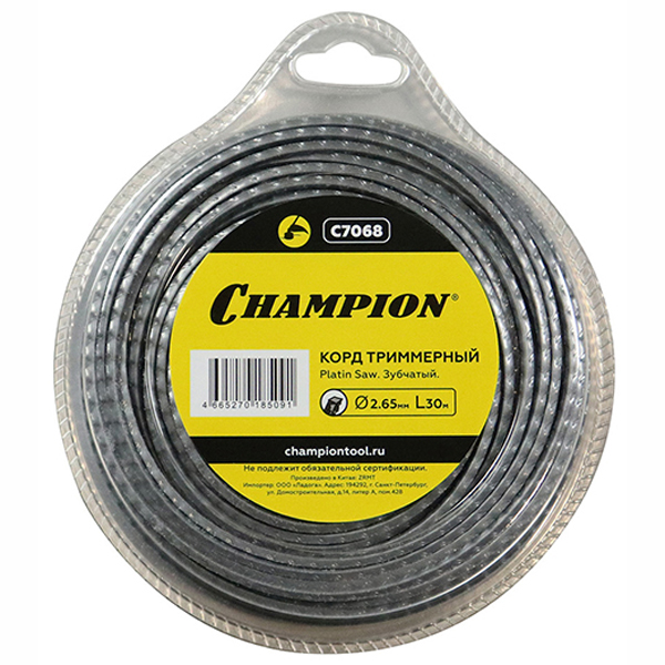 Леска триммерная CHAMPION зубчатая Platin Saw 2,65 мм 30 м (C7068)