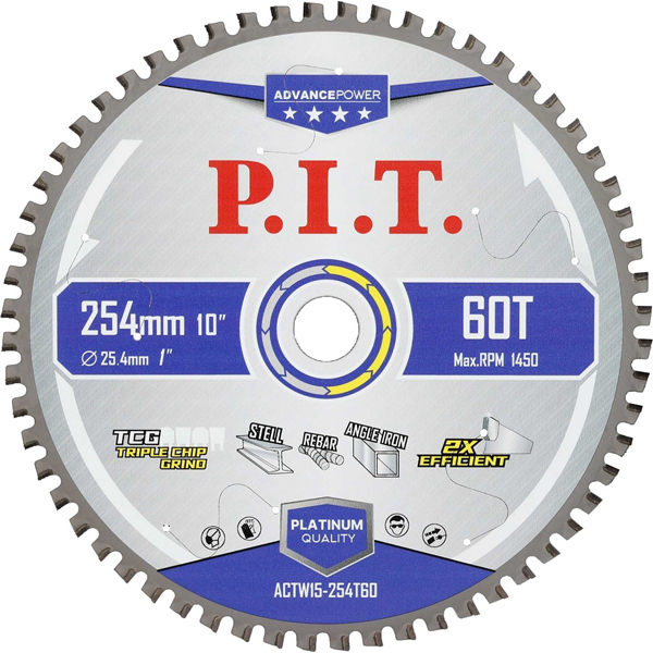 Диск пильный по металлу P.I.T. ADVANCE 254 х 60Т х 25,4 мм TCG (ACTW15-254T60)