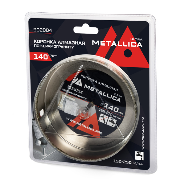 Коронка алмазная по керамограниту METALLICA Ultra 140 х 70 мм со сверлом (902004)