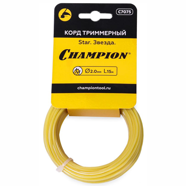 Леска триммерная CHAMPION звезда Star 2,0 мм 15 м (C7075)