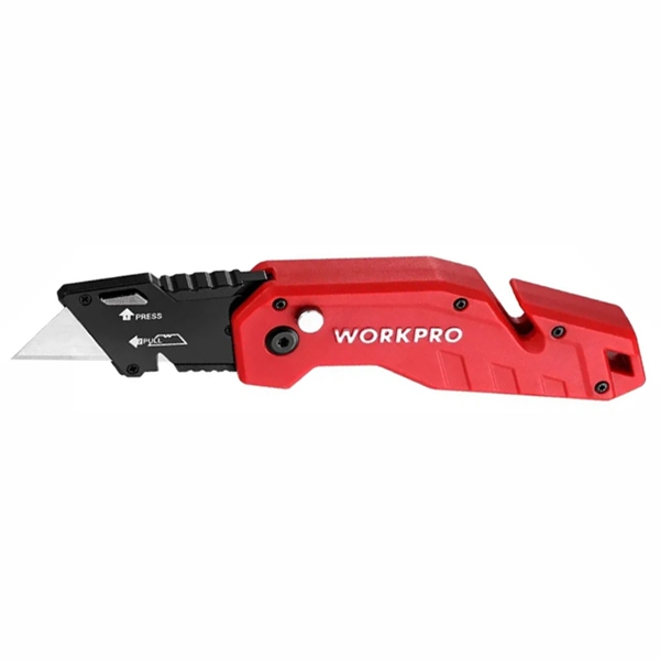 Нож складной металлический WORKPRO красный 180/120 мм (WP211018)