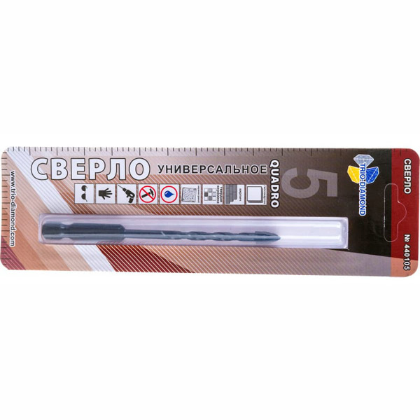 Сверло по керамограниту TRIO-DIAMOND Квадро 5 мм универсальное (440105)