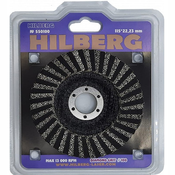 Круг алмазный шлифовальный лепестковый HILBERG Super КЛТ Т100 115 х 22,2 мм (550100)